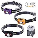 Miady LED Headlamps, 160 Lumen CREE LED + Red Light, Waterproof, Lightweight, AAA Batteries Included - 3 Pack