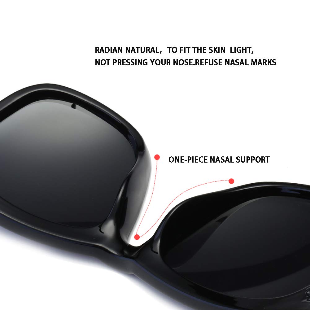 Women\'s Oversized Cat\'s Eye Black Sunglasses Men\'s Classic Rectangular Gradient Lens Anti-radiation UV400 (Matte black, 53)