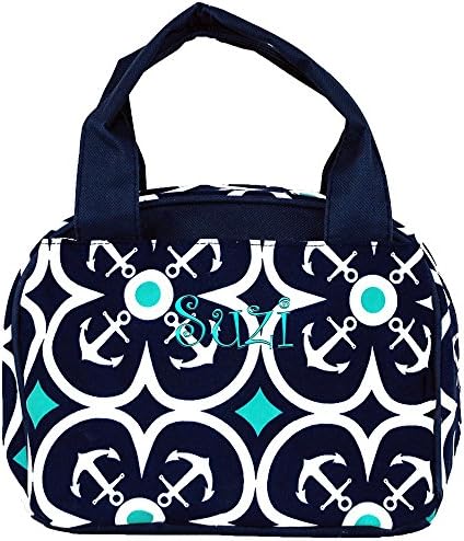 Personalized Insulated Lunch Bag Navy Blue Mini Anchor