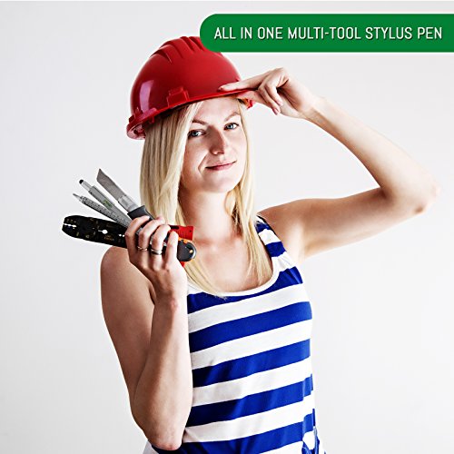 Screwdriver Pen Pocket Multi-Tool 6 in 1 - Multi-Functional & Sturdy Aluminum DIY Tool, with Screwdriver, Stylus, Bubble Level, Ruler & Phillips Flathead Bit, Unique Gift Idea (Silver)
