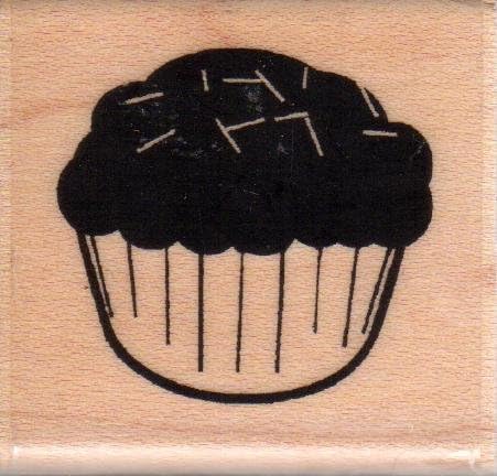 Cupcake With Sprinkles Wood Mounted Rubber Stamp (923C)