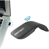 Ultra-Thin Folding Mouse 2.4G Wireless Arc Mouse 1000 DPI Universal Portable Optical Mouse with USB Receiver, suiable for PC/Notebook/Smart TV(Black)