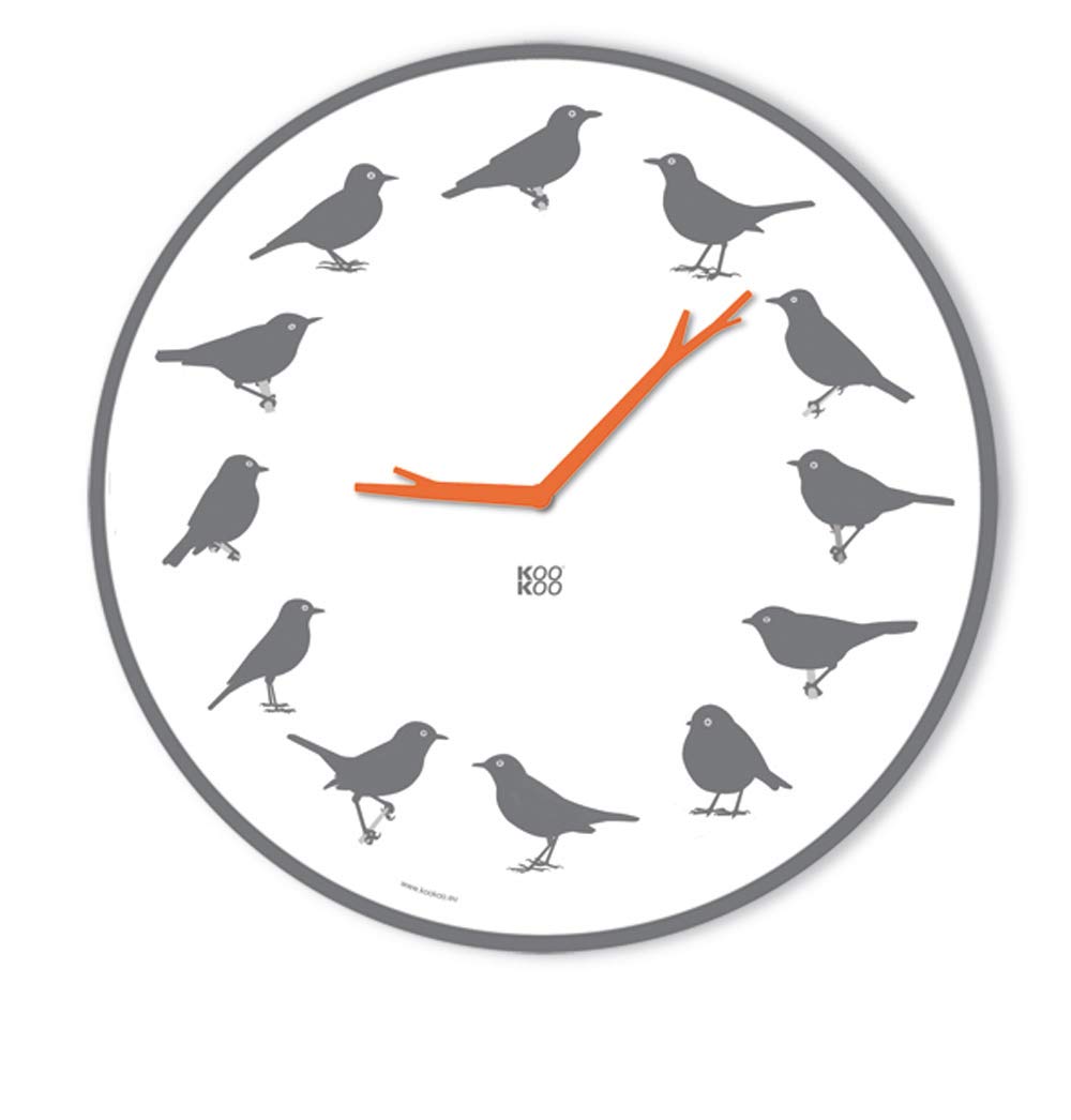 KOOKOO UltraFlat grey, the singing birdclock includes 12 genuine original field recordings from native songbirds