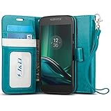Moto G4 Play (5in) Case, J&D [Wallet Stand] [Slim Fit] Heavy Duty Protective Shock Resistant Wallet Case for Moto G4 Play (5in) - NOT Compatible With Moto G4 / G4 Plus (5.5in) - Aqua