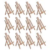U.S. Art Supply 11" Small Tabletop Display Stand A-Frame Artist Easel (Pack of 12), Beechwood Tripod, Painting Party Easel, Kids Student Table School Desktop, Portable Canvas Photo Picture Sign Holder
