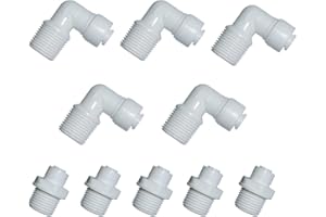 MALIDA Quick Connector Male Adapter Elbow and Straight Combination, 3/8 Inch NPT Thread x 1/4 Inch Tube OD Push to Connect Fittings, for Water Filter purification systems.(pack of 10)