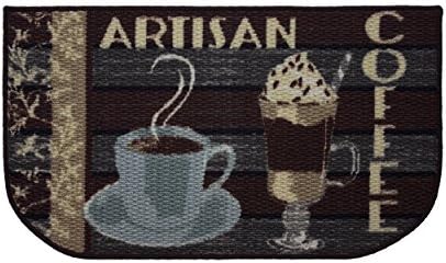 Structures Textured Loop 18 x 30 in. Wedge-Shaped Kitchen Accent Rug, Artisan Coffee, Brown/Grey/Blue/Beige