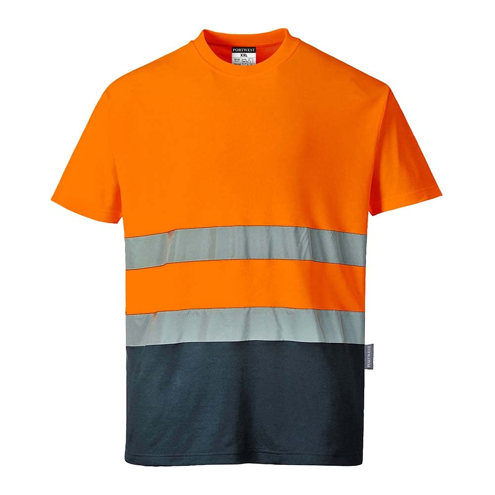 Portwest Two Tone Cotton Comfort T-Shirt, Size: S, Colour: Orange/Navy, S173ONRS