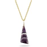CRYSTALINES Natural Chevron Amethyst Gemstone Necklace, Polished Fancy Stone Dainty Pendant, Handmade Jewelry, Wicca & Reiki Healing Crystal, Gold Plated Chain, Christmas Gift for Her-18inch