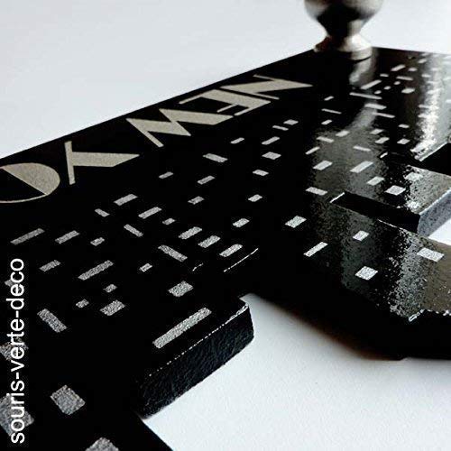 Produits Handmade Rangement Et Organisation Deco Chambre Enfant Ado Porte Manteaux Mural New York City Noir Et Argent 3 Pateres Skyline Nyc Patere Murale