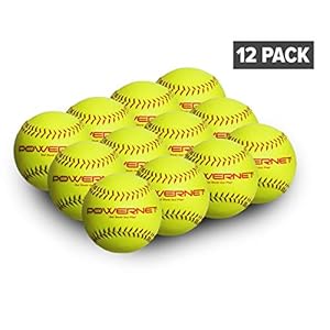 PowerNet Practice Softballs | 12 PK Recreation Grade 12″ Balls | Perfect for Softball Soft Toss, Batting, Fielding, Hitting, Pitching, Practice or Training