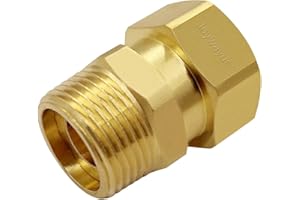 Joywayus Brass 3/4" GHT Female x 3/4" NPT Male Garden Hose Swivel Connector 360 Degree Swivel No Kinking Adapter