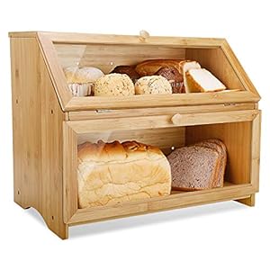 Leader-Accessories-Double-Decker-Bamboo-Bread-Bin-2-Layer-Bread-Box-for-Kitchen-Large-Capacity-Food-Bread-Storage-Retro-39x25x32cm Leader Accessories Double Decker Bamboo Bread Bin 2-Layer Bread Box for Kitchen Large Capacity Food Bread Storage Retro…