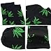 Zando Unisex Athletic Cotton Marijuana Weed Leaf Printed Sports High Crew Socks Black Green