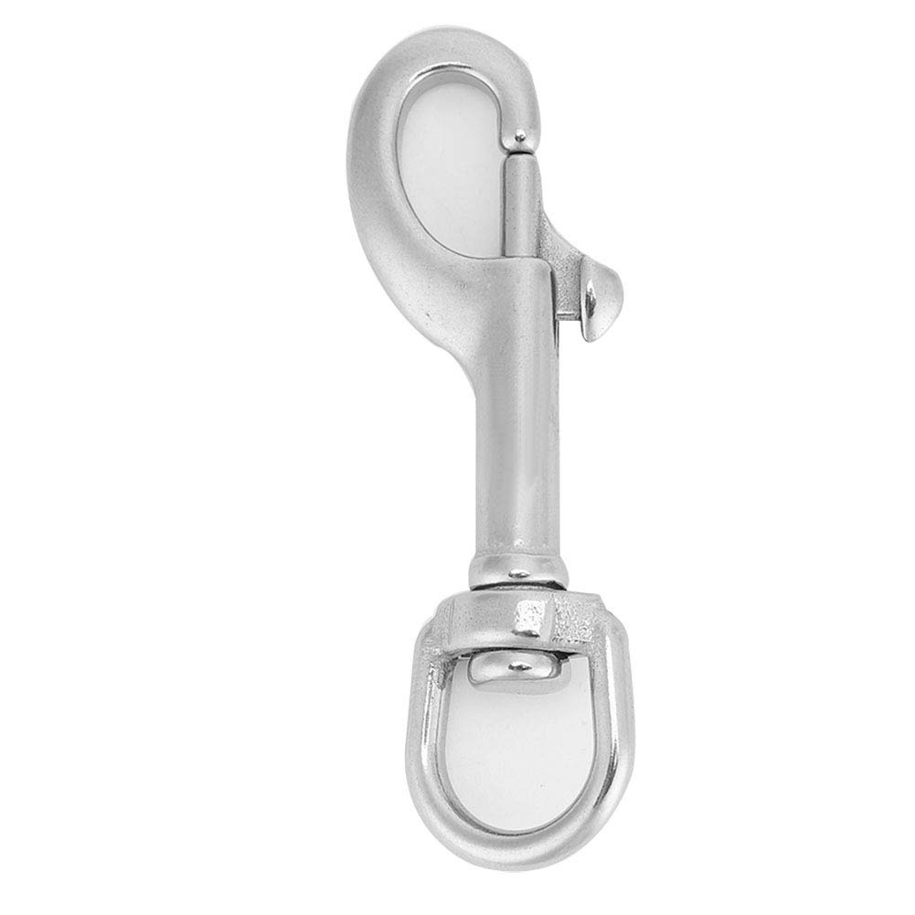 Tbest Diving Snap Hooks,Scuba Diving Hook Stainless Steel Double Ended Snap Hook Swivel Eye Snap Hook Kit Scuba Diving Accessory (75mm White)