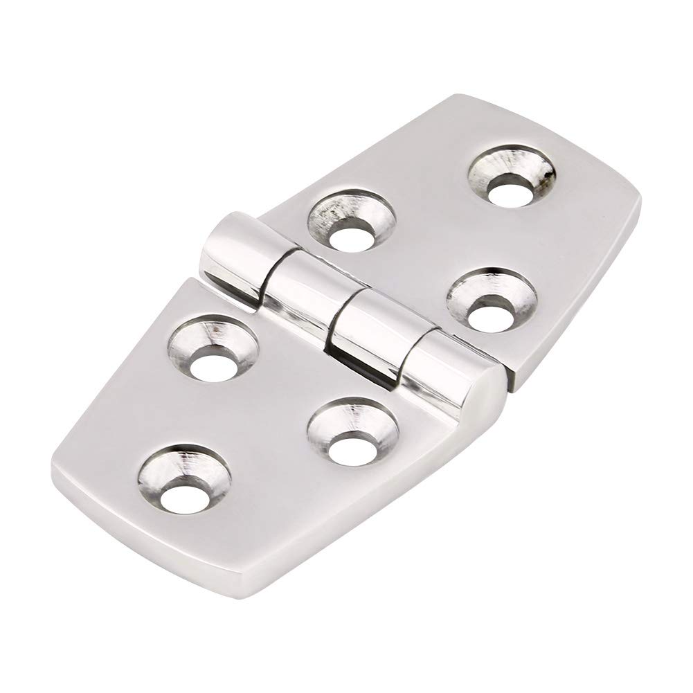 Keenso Marine Boat Door Hinge, Marine Grade Stainless Steel Door Hinge Mirror Polished Flush Door Hinge Stamp Strap Hinge Replacement for Lids Hatches Compartments Door(76 * 38)