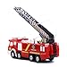 Electric Fire Truck toy, Fire Engine Rescue Veiche with Lights Sirens Extending Ladder and Water Pump Hose to Shoot Water, Bump and Go Action