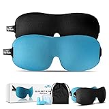 DIGITWHALE 3D Sleep Mask | Comfortable Memory Foam Eye Cover for Sleeping, Napping & Long Flights | Oeko-Tex Compliant | Silk Travel Pouch & Earplugs Included | for Men, Women & Kids | Pack of 2