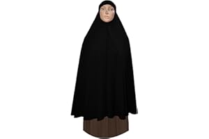 BONBALLOON Black Long Khimar 42" Hijab Niqaab Niqab Burqa Womens Overhead + Under Scarf
