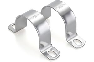 HIRTUOTTER 6 PCS 2 Inch, 304 Stainless Steel Thickened Pipe Clamps, Heavy-Duty Two Hole U-Bracket Conduit Clips for HVAC, Electrical, Plumbing, Secures Rigid Pipe/Tube on Wood/Metal/Concrete (50mm)