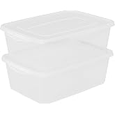 Parlynies 2 Packs 16 L Pizza Dough Proofing Box with Latching Lid, Clear | Food Storage Containers, Pizza Dough Containers, Stackable Pantry Organizer