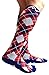 A-Swift Compression Socks (1 pair) for Women & Men by Best For Running, Athletic Sports, Crossfit, Flight Travel - Suits Nurses, Maternity Pregnancy - Below Knee High (Red White Blue Argyle, Large)