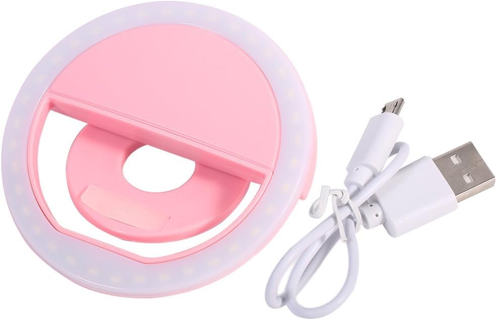 SG-11 Mini Rechargeable Phone LED Selfie Lamp Ring Light Night Using Light（Pink）