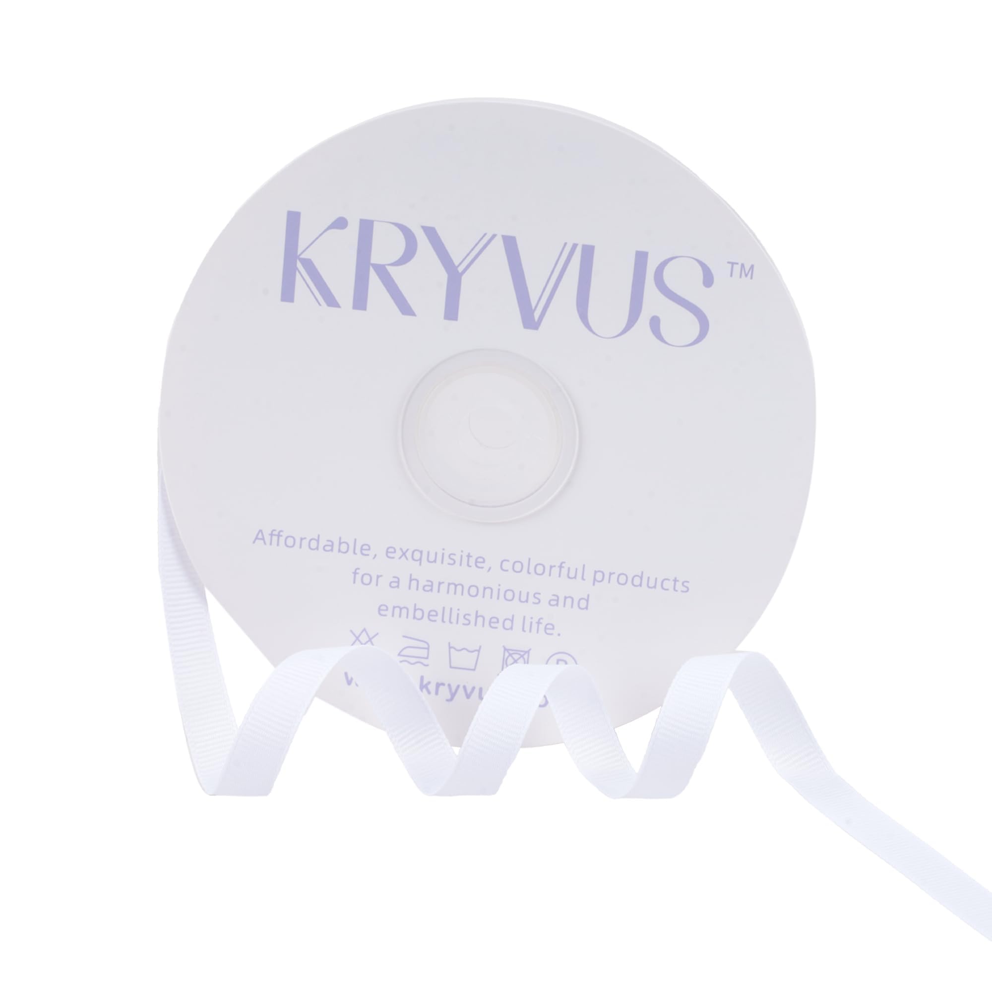 Kryvus Grosgrain Ribbon, White Ribbon 10mm x Continuous 45 Metres, White Grosgrain Ribbons Perfect for Gift Wrapping, Crafts, Sewing, Wedding Decor, DIY Hair Accessories and More