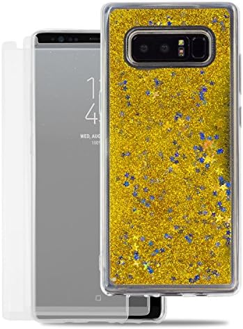 TortugaArmor Durable and Fully Covered Samsung Galaxy Note 8 Case, Dazzling Yellow Liquid Hard Phone Case and 2 Scratch Resistant Tempered Glass Screens for Samsung Galaxy Note 8