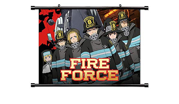 amazon com roundmeup fire force anime fabric wall scroll poster 32x24 inches a fire force 4 l furniture decor roundmeup fire force anime fabric wall scroll poster 32x24 inches a fire force 4 l