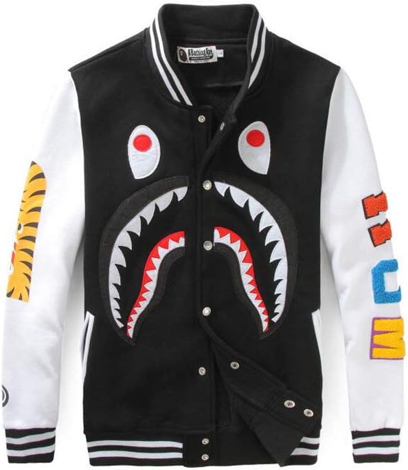 Fashion Shark Hoodie Sweatshirt Baseball zipper Hoodie Sweater Outdoor Hip-Hop Coats Jackets