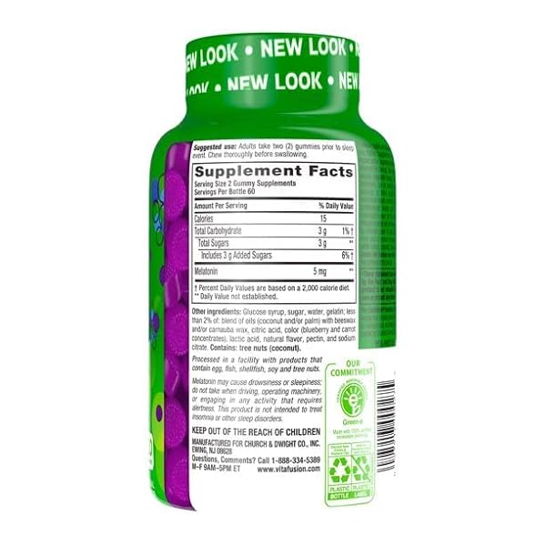VITAFUSION EXTRA STRENGTH MELATONIN GUMMIES, BLACKBERRY 120 EA (PACK OF 6)