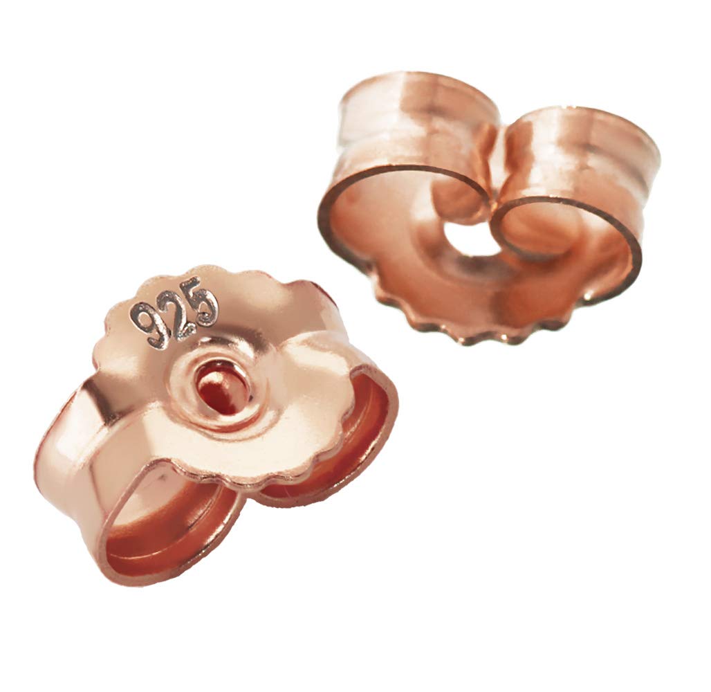 NKlaus 5 Pairs 925 Sterling Silver 7mm Rose Gold Plated Studs for Earrings Studs Earrings Studs pousettes Ear nut Butterfly Clasp Hole 0,9mm 2088