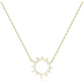 Reffeer Solid 925 Sterling Silver Sun Pendant Necklace for Women Teen Girls Sun Choker Necklace
