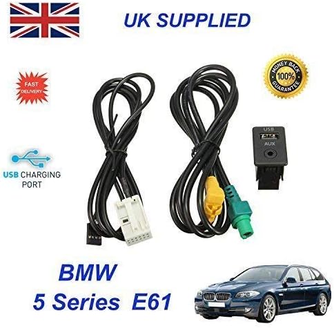 For BMW 5 Series E61 USB Aux Switch & USB Wire 3.5mm AUX Cable Adapter 3CD 035 249 A