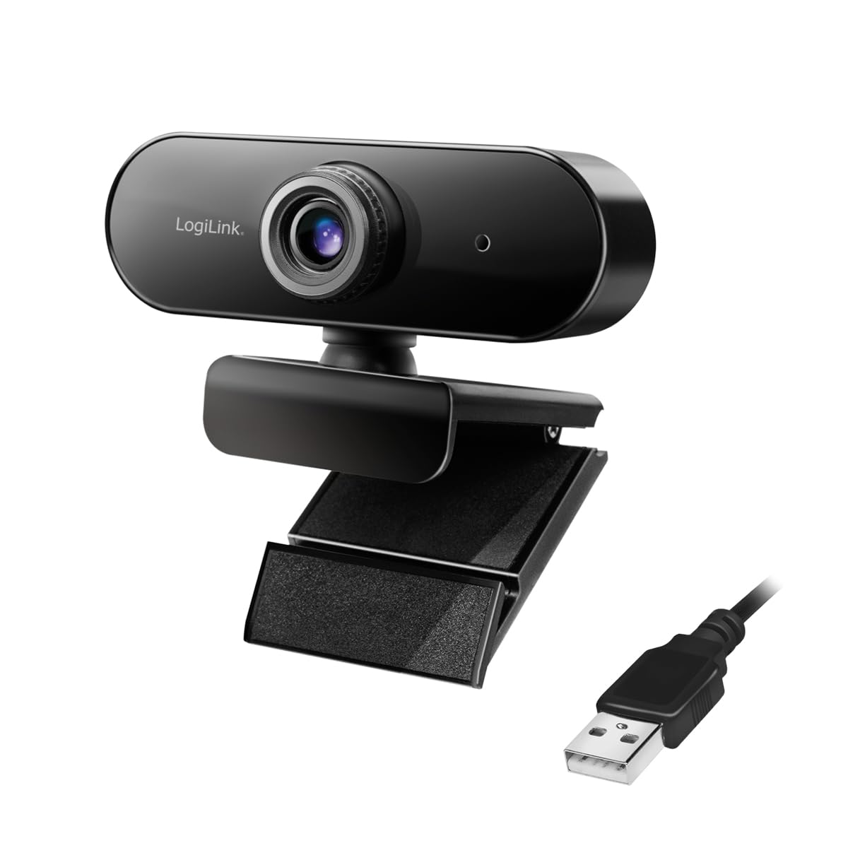 LogiLink UA0371 - Pro Full HD USB Webcam with Microphone for crisp video calls via Skype/Google Meet/FaceTime/FB Messenger/etc.