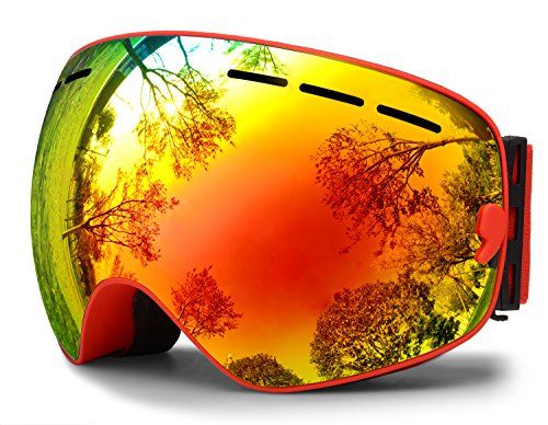 Hongdak Ski Goggles, Snowboard Goggles UV Protection, Snow Goggles Helmet Compatible for men women boys girls kids, Anti fog OTG