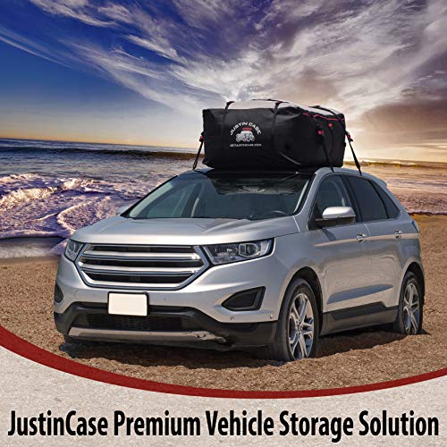 Justin Case Rooftop Cargo Hooks and Tie Down Straps - Ultimate Car Roof Storage System - Sturdy and Safe - Four Stainless Steel Hooks - Two 197-Inch (16'-5") Long, 1-Inch Wide Car Rooftop Straps