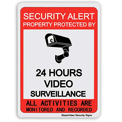 BlazeVideo Video Surveillance Sign with Rust Fee 0.40 Aluminum, 10X7 Inch UV Printed for Fake Camera and Indoor Outdoor Wireless Camera System Home Security Sign