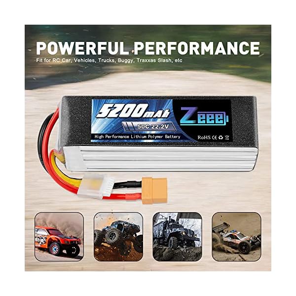 Zeee 6S Lipo Akku 22,2V 50C 5200mAh RC Batterie mit XT90 Stecker für RC Car RC Truck RC Auto Boot Helicopter LKW Truggy… – Bild 6