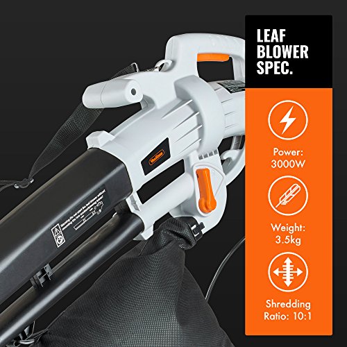 VonHaus 3 in 1 Leaf Blower 3000W Garden Vacuum & Mulcher 35 Litre Collection Bag, 101