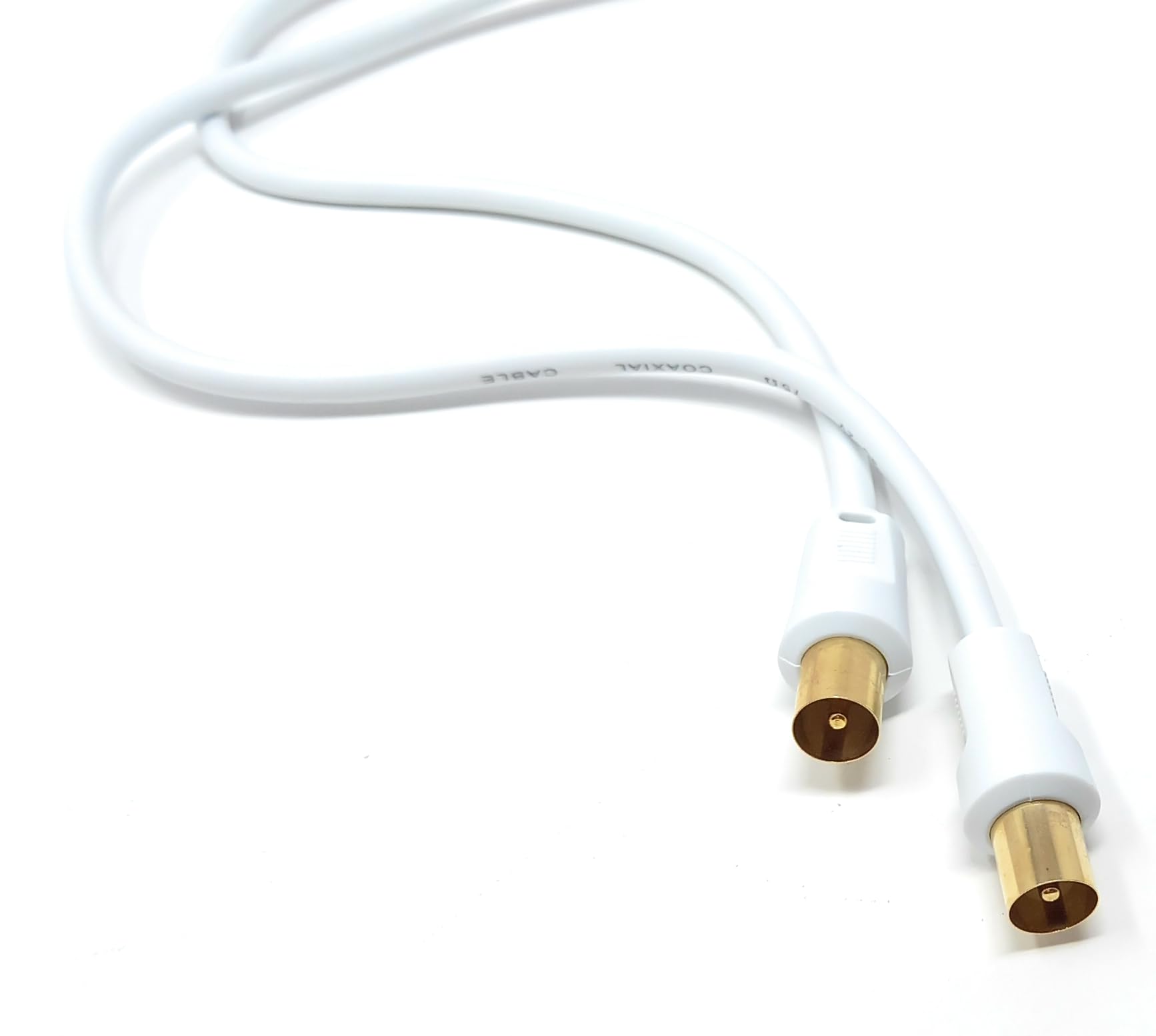 DRUT 20m TV Male to Male Plug Coaxial Cable RG6 Aerial Digital Antenna RF Fly Lead Cable Straight Ends, White Gold 65ft
