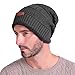 JustOneStyle Men Soft Stretch Cable Knit Lined Thick Warm Winter Wool Slouchy Beanies Hat (A-Gray)