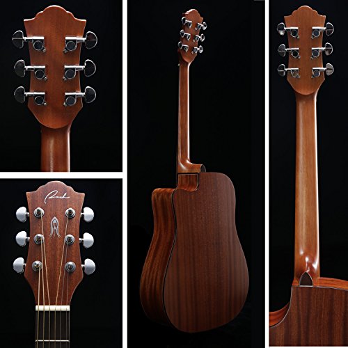 Beginner Acoustic Guitar Ranch 41" Full Size Solid Wood Cutaway Beginners Steel String Guitars Kit Bundle with Gig Bag/Tuner/Capo/Strings/Strap/Picks Set Starter Guitar Pack for Adults (Dreadnought)