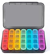 Weekly Pill Organizer 4 Times A Day, Large Daily Pill Box with 28 Compartment, 7 Day Pill Case Vi...