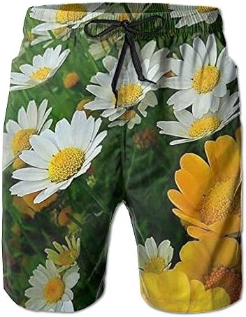 Qpkia Cosmos Flowers That I Like Men Quick Dry Beach Board Shorts Pants Pocket