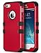 ULAK iPhone 5S Case, iPhone 5 SE Case, Anti Slip Shock Resistance Protective Cover with Hybrid High Soft Silicone + Hard PC Case for Apple iPhone 5/5S/SE (Red+Black)