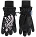 SimpliKids Girl's Waterproof Winter Snowboard Ski Gloves, Black, L(10-12Y)