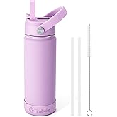 Fimibuke Kids Insulated Water Bottle, 18oz BPA FREE 18/8 Stainless Steel Kids Cup with Straw Travel Tumbler Double Wall Vacuum Leak Proof Toddler Water Bottle for School Boys Girls(1 Pack, Lilac)