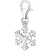 Quiges 3D Winter Snowflake Clip On Charm Pendant Silver Plated Women's Jewellery